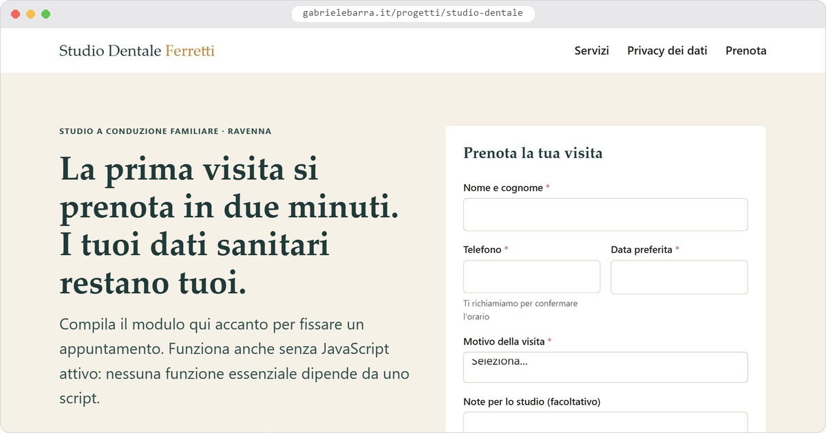 Anteprima del sito demo Studio Dentale Ferretti